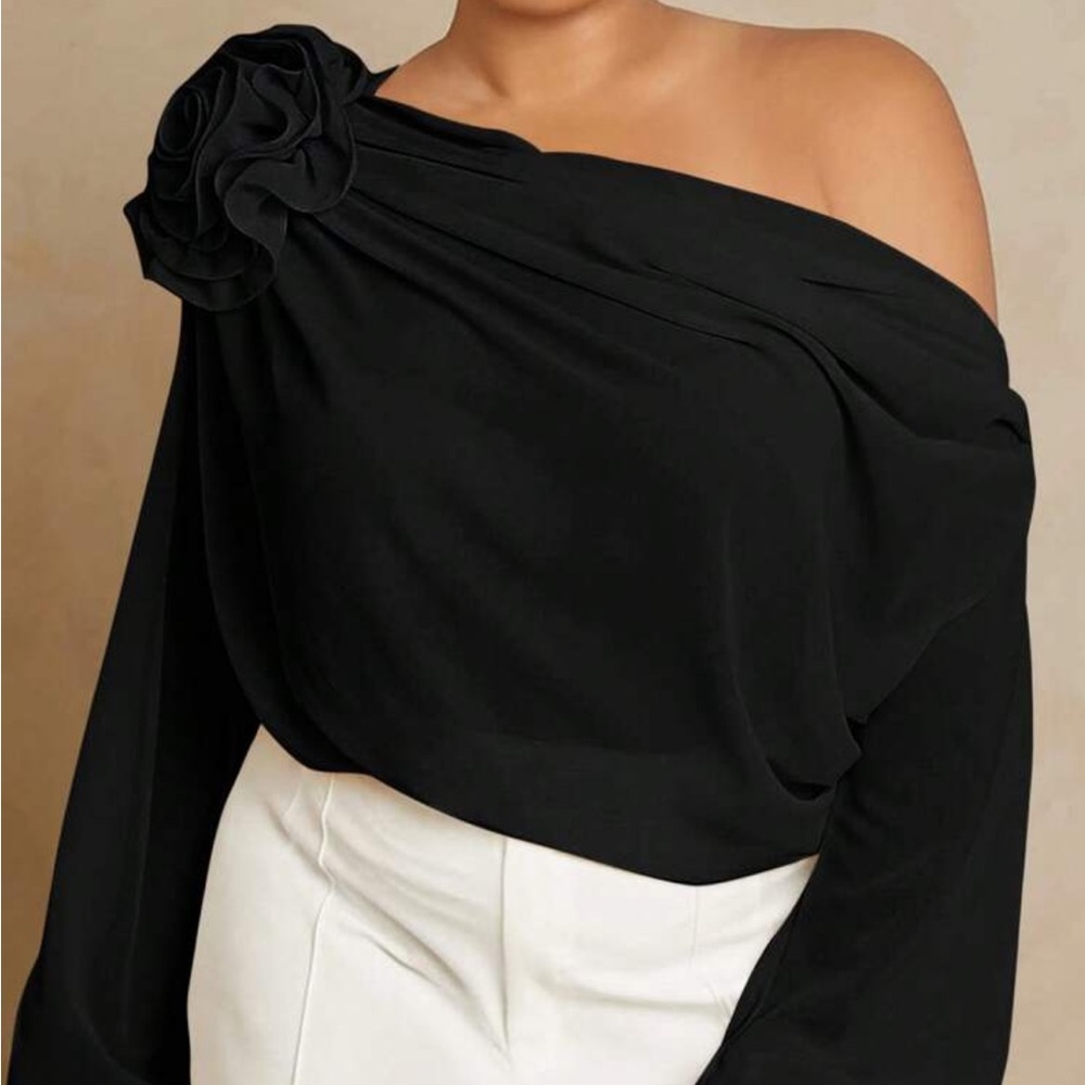 Large flower sheer blouse